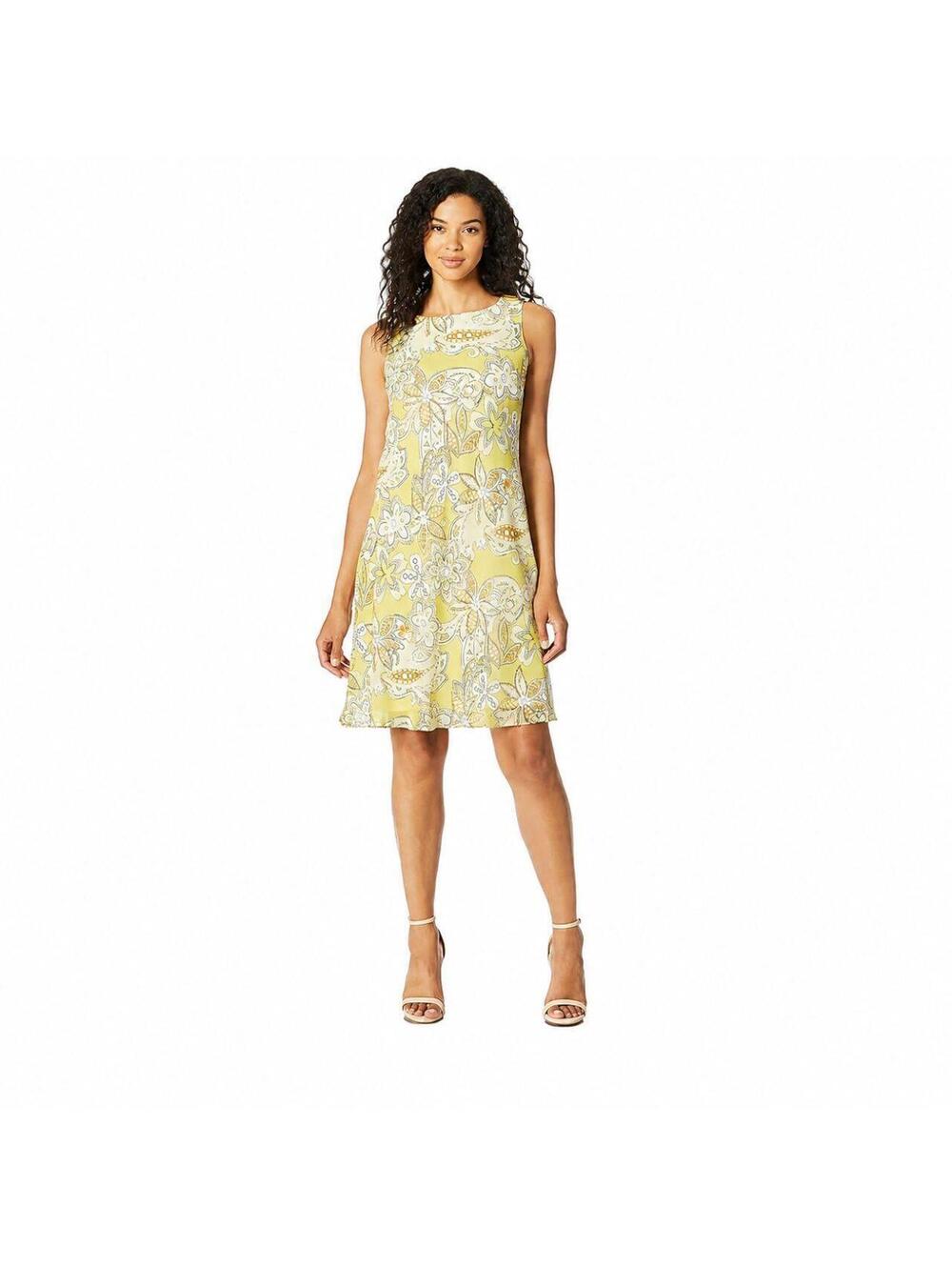 Nine West Women's Yellow and White Work-dress